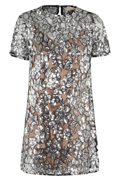 Michael Michael Kors Sequin Floral Tshirt Drs In Silver