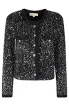 Michael Michael Kors Sequin-embellished Cardigan In Black Silver