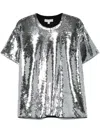 Michael Michael Kors Sequined Jersey T-shirt In Silver