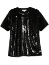 Michael Michael Kors Sequinned Jersey T-shirt In Black