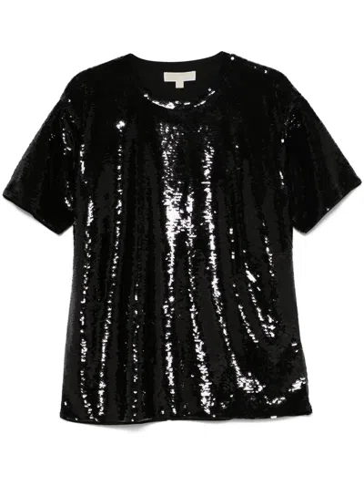 Michael Michael Kors Sequinned Jersey T-shirt In Black