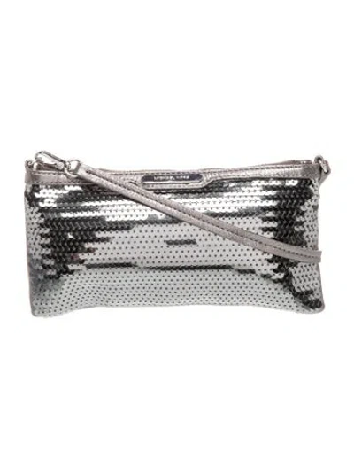 Pre-owned Michael Michael Kors Sequins Top Handle Bag In Silver