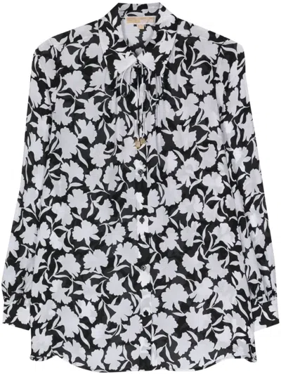 Michael Michael Kors Allover Floral Printed Long-sleeved Shirt In Multi