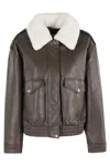 Michael Michael Kors Shearling Trimmed Faux Leather In Brown