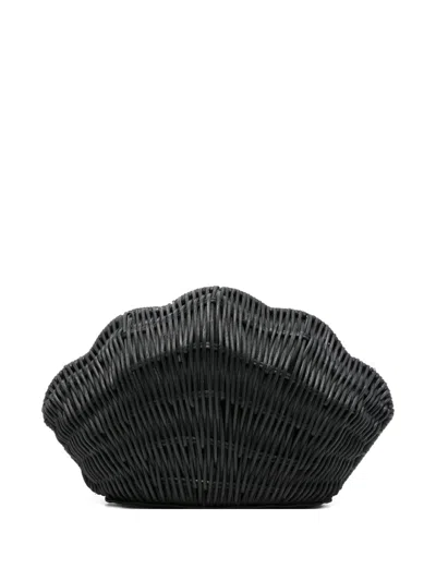Michael Michael Kors Shelly Shell-shaped Woven Clutch Bag In Black