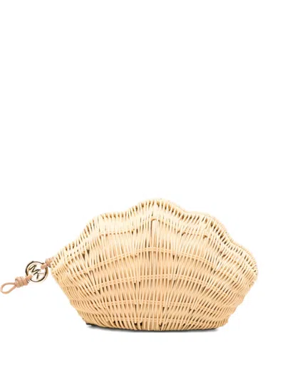 Michael Michael Kors Shelly Shell-shaped Woven Clutch Bag In Brown
