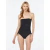 Michael Michael Kors Shirred Bandeau One Piece Swimsuit In Black