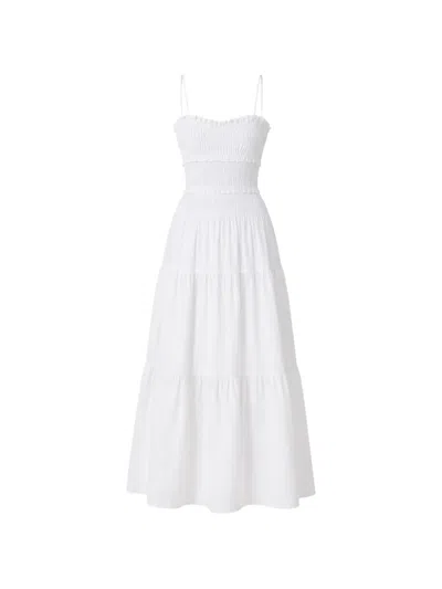 Michael Michael Kors Shirred Tiered Maxi Dress In White