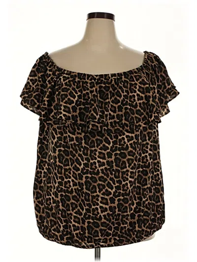 Pre-owned Michael Michael Kors Short Sleeve Blouse In Brown