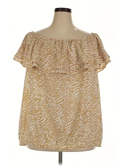 Pre-owned Michael Michael Kors Short Sleeve Blouse In Gold
