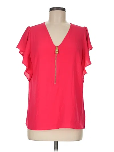Pre-owned Michael Michael Kors Short Sleeve Blouse In Pink