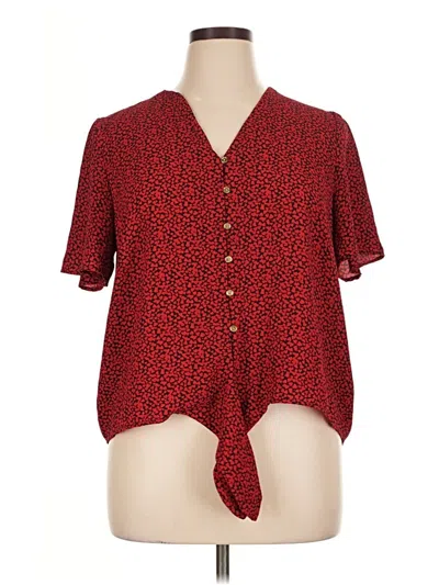 Pre-owned Michael Michael Kors Short Sleeve Blouse In Red