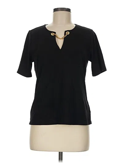 Pre-owned Michael Michael Kors Short Sleeve Henley Shirt In Black