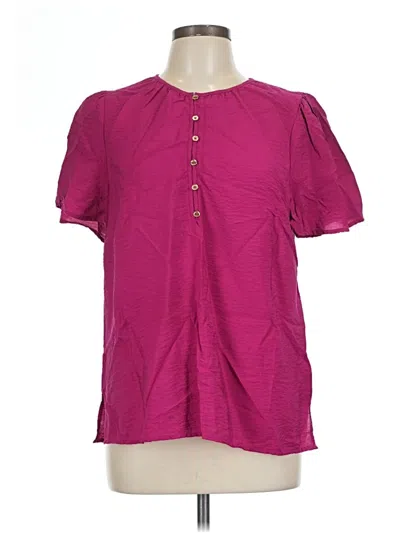 Pre-owned Michael Michael Kors Short Sleeve Henley Shirt In Purple