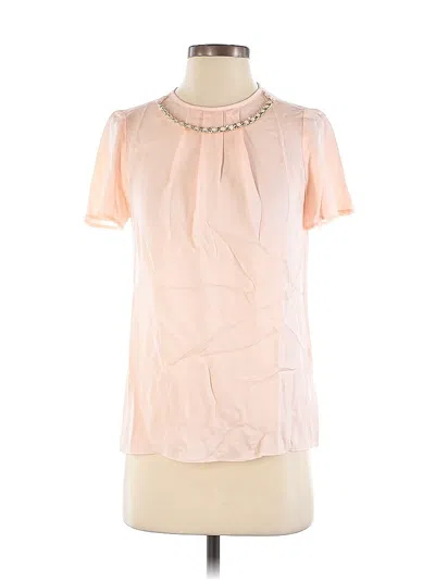 Pre-owned Michael Michael Kors Short Sleeve Silk Top Pink Keyhole Neckline Tops