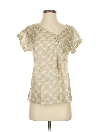 Pre-owned Michael Michael Kors Short Sleeve Silk Top Tan Scoop Neck Tops In Brown