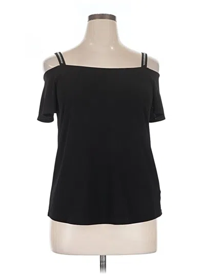 Pre-owned Michael Michael Kors Short Sleeve Top Black Cold Shoulder Neckline Tops