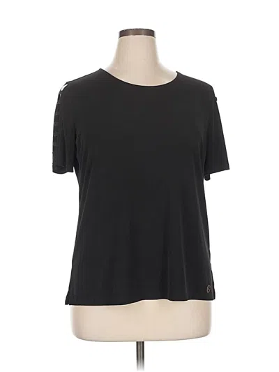 Pre-owned Michael Michael Kors Short Sleeve Top Black Keyhole Neckline Tops