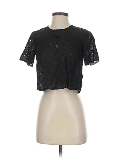 Pre-owned Michael Michael Kors Short Sleeve Top Black Keyhole Neckline Tops