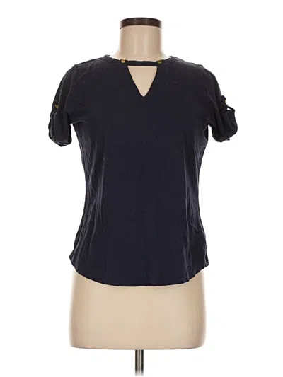 Pre-owned Michael Michael Kors Short Sleeve Top Black Keyhole Neckline Tops