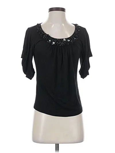 Pre-owned Michael Michael Kors Short Sleeve Top Black Keyhole Neckline Tops