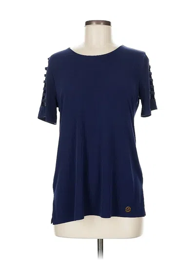 Pre-owned Michael Michael Kors Short Sleeve Top Blue Cold Shoulder Neckline Tops