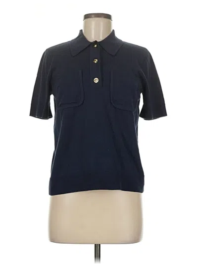 Michael Michael Kors Short Sleeve Top Blue Collared Neckline Tops