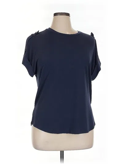 Pre-owned Michael Michael Kors Short Sleeve Top Blue Keyhole Neckline Tops