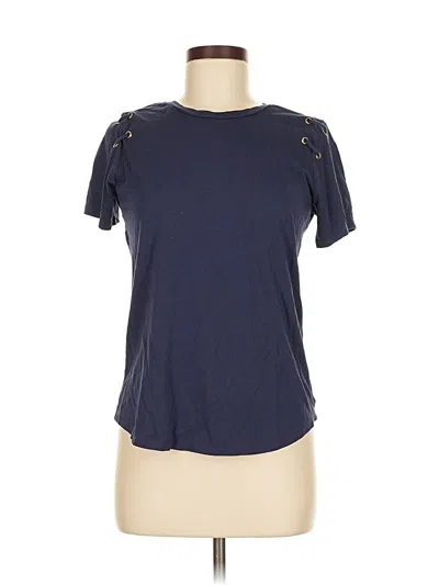 Pre-owned Michael Michael Kors Short Sleeve Top Blue Keyhole Neckline Tops