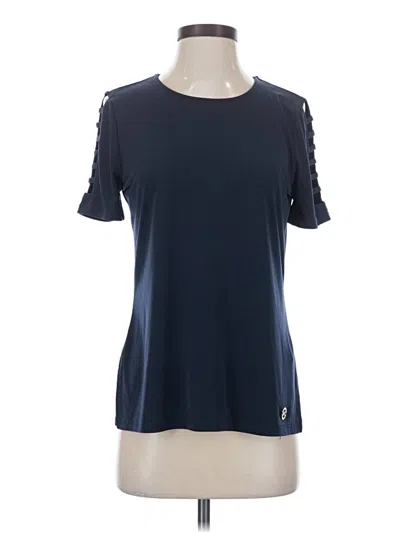 Pre-owned Michael Michael Kors Short Sleeve Top Blue Keyhole Neckline Tops