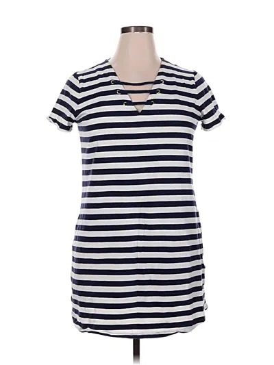 Pre-owned Michael Michael Kors Short Sleeve Top Blue Keyhole Neckline Tops