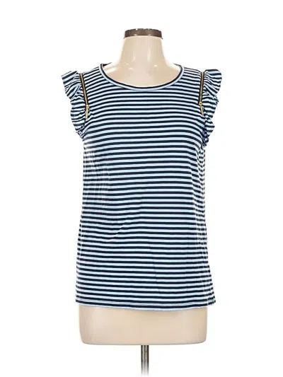 Pre-owned Michael Michael Kors Short Sleeve Top Blue Ruffles Neckline Tops