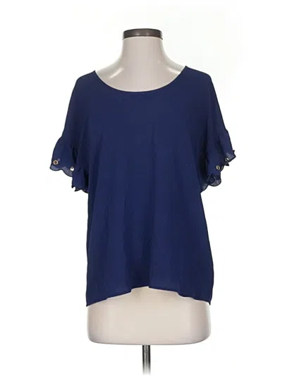 Pre-owned Michael Michael Kors Short Sleeve Top Blue Scoop Neck Tops