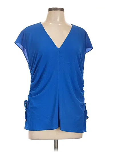 Pre-owned Michael Michael Kors Short Sleeve Top Blue V-neck Tops