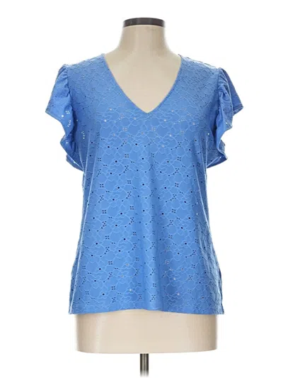 Pre-owned Michael Michael Kors Short Sleeve Top Blue V-neck Tops