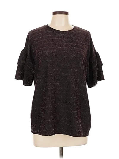 Pre-owned Michael Michael Kors Short Sleeve Top Burgundy Cold Shoulder Neckline Tops