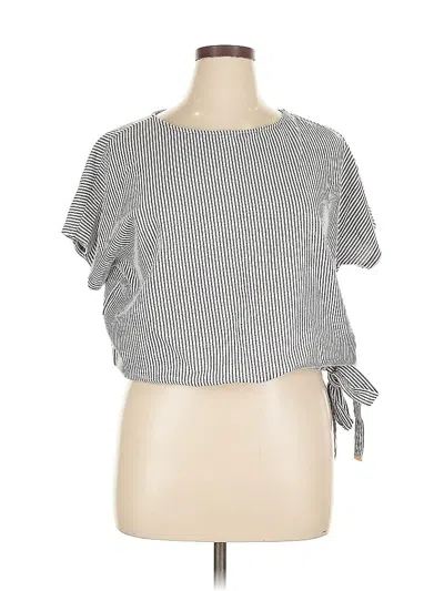 Pre-owned Michael Michael Kors Short Sleeve Top Gray Boatneck Tops