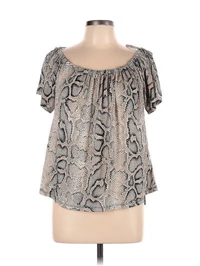 Pre-owned Michael Michael Kors Short Sleeve Top Gray Cold Shoulder Neckline Tops