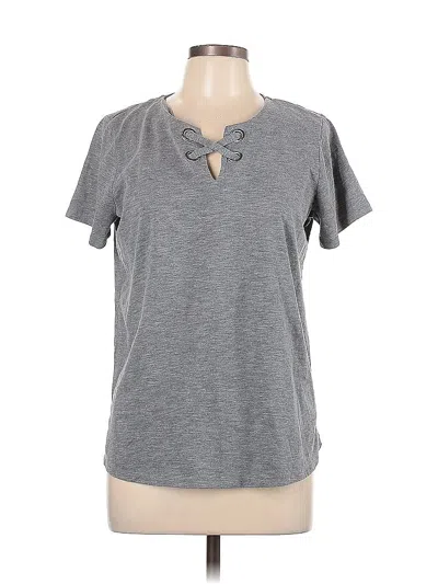 Pre-owned Michael Michael Kors Short Sleeve Top Gray Keyhole Neckline Tops
