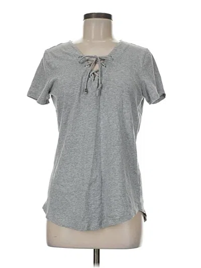 Pre-owned Michael Michael Kors Short Sleeve Top Gray Keyhole Neckline Tops