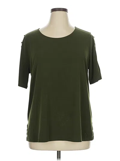 Pre-owned Michael Michael Kors Short Sleeve Top Green Cold Shoulder Neckline Tops