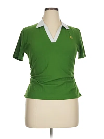 Pre-owned Michael Michael Kors Short Sleeve Top Green Collared Neckline Tops