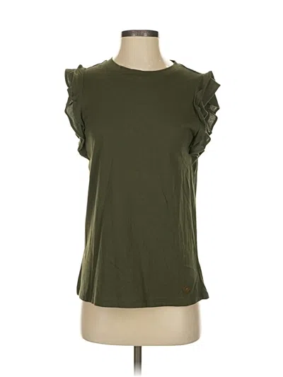 Pre-owned Michael Michael Kors Short Sleeve Top Green Ruffles Neckline Tops