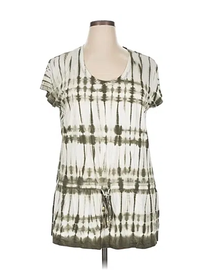 Pre-owned Michael Michael Kors Short Sleeve Top Green Square Neckline Tops