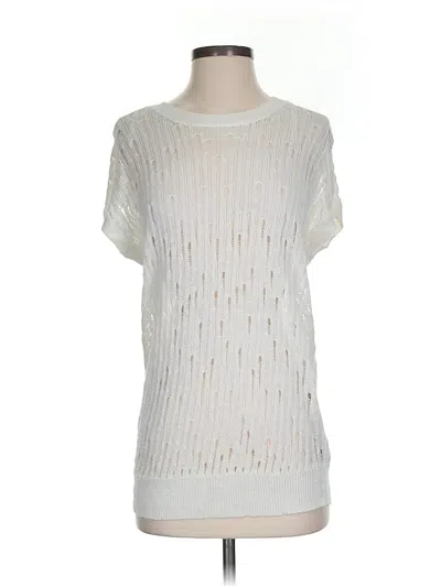 Pre-owned Michael Michael Kors Short Sleeve Top Ivory Crew Neck Tops In White