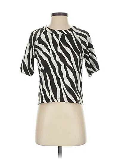 Pre-owned Michael Michael Kors Short Sleeve Top Ivory Keyhole Neckline Tops In White