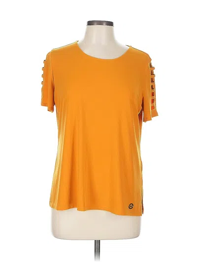 Pre-owned Michael Michael Kors Short Sleeve Top Orange Cold Shoulder Neckline Tops