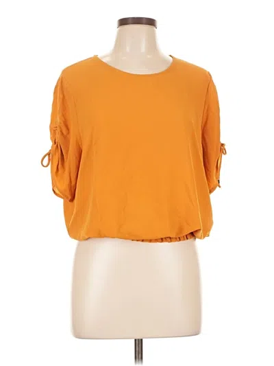 Pre-owned Michael Michael Kors Short Sleeve Top Orange Cold Shoulder Neckline Tops