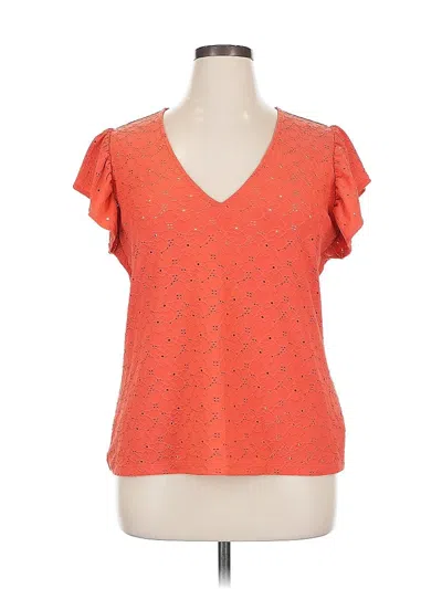 Pre-owned Michael Michael Kors Short Sleeve Top Orange V Neck Tops