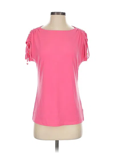 Pre-owned Michael Michael Kors Short Sleeve Top Pink Cold Shoulder Neckline Tops